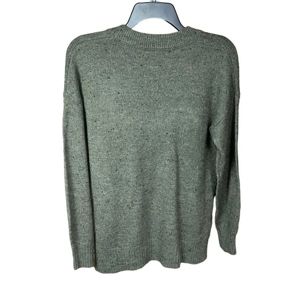 Madewell Sweater Donegal Forest Bartlett V Neck Pullover Green Black Speckled XS